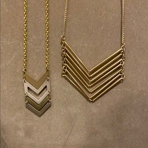 Double chevron long necklaces